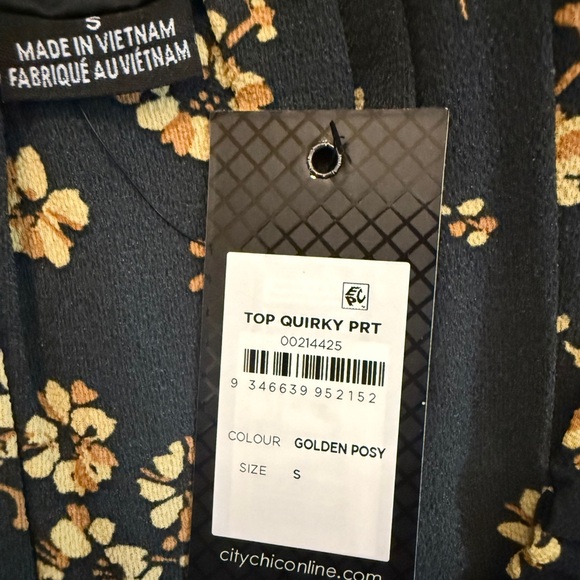 City Chic Black Golden Posey Lightweight Corset Detail Peplum Blouse NWT Size 16 - Picture 9 of 11